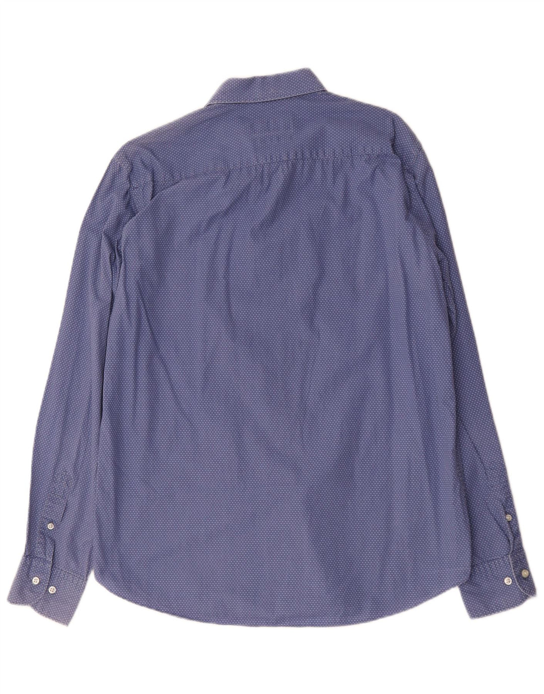 Massimo Dutti Herre Slim Fit Skjorte Stor Blå Polka Dot Bomuld