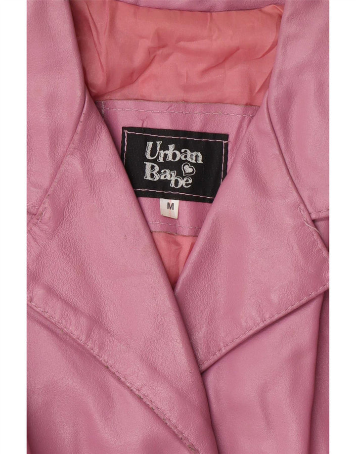 Vintage læderfrakke til kvinder UK 12 Medium Pink