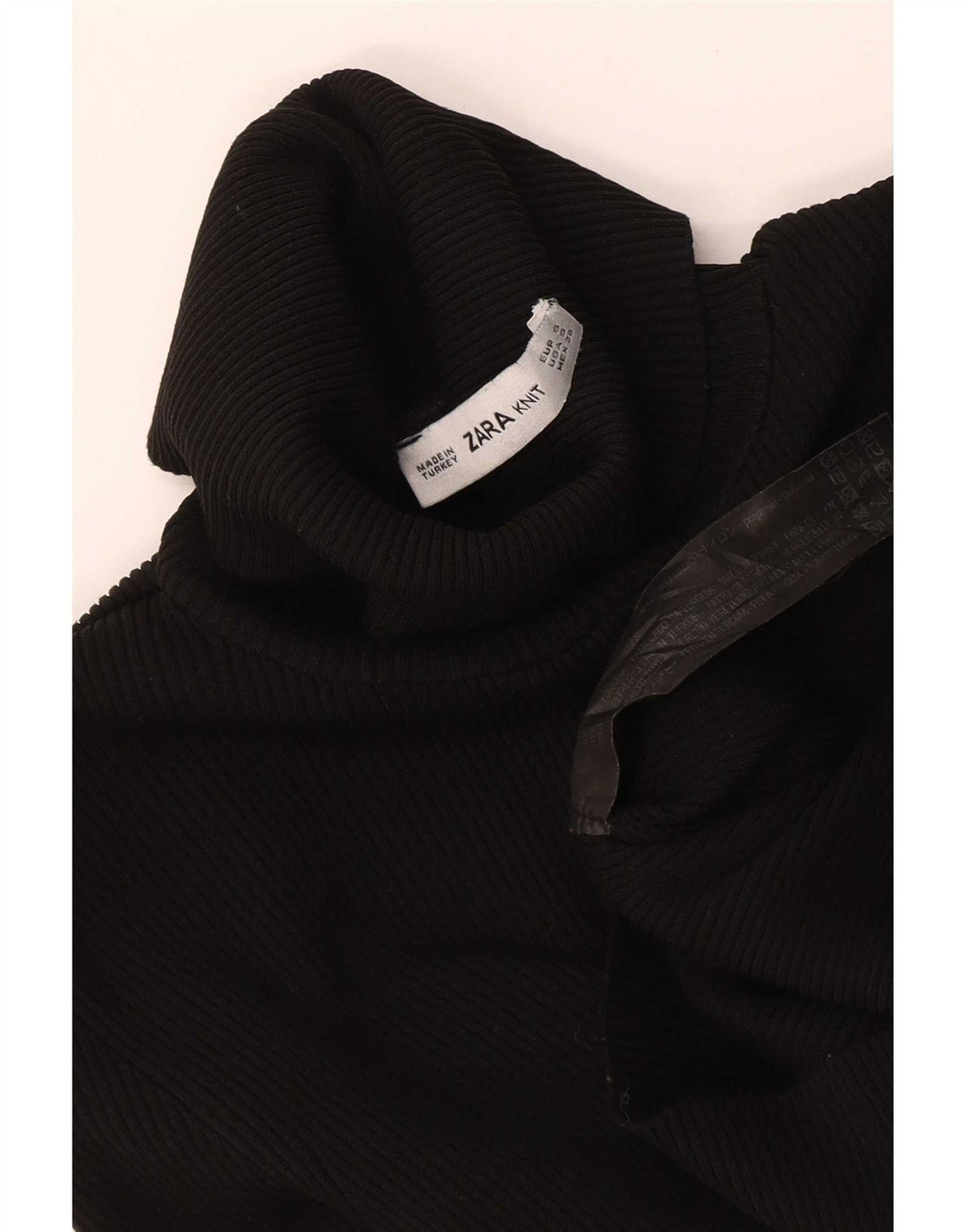 Zara Dame Roll Neck Jumper Sweater UK 8 Small Black Polyamide