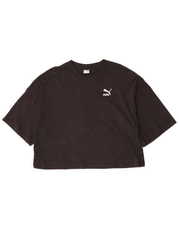 Puma Womens Crop T-Shirt Top UK 16 Large Black Bomuld