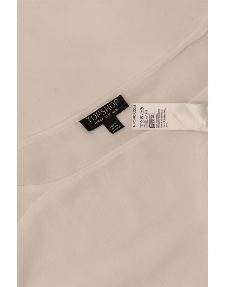 Topshop Dame Langærmet Bluse Top UK 16 Large White Polyester