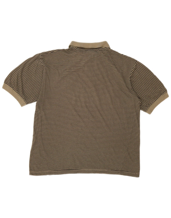 Trussardi herre poloshirt IT 48 Medium Khaki stribet bomuld