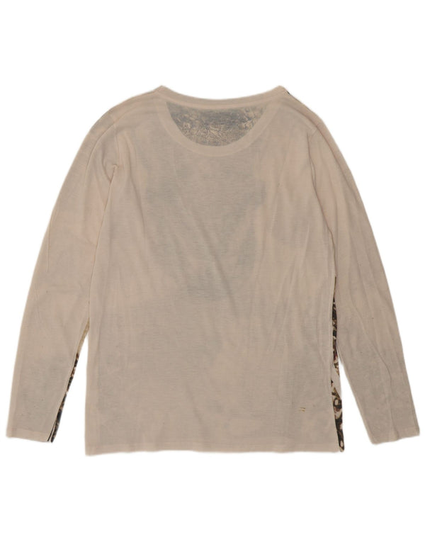 Zara Dame Grafisk Top Langærmet UK 16 Large Beige Animal Print