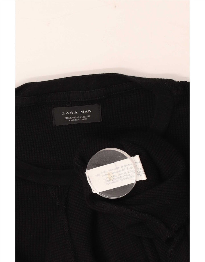 Zara Herre T-Shirt Top Stor Sort Bomuld