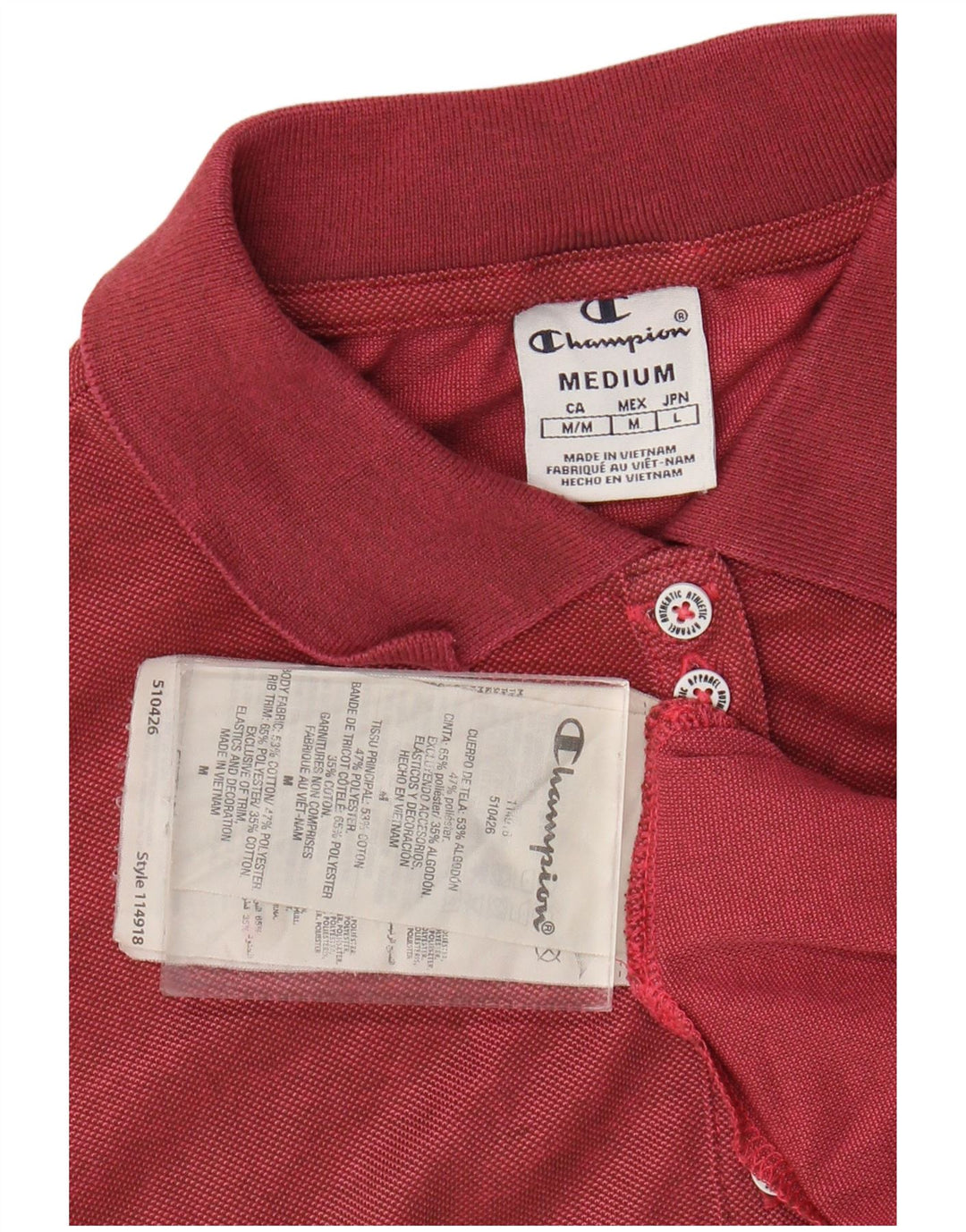 Champion Dame Polo Shirt UK 12 Medium Rød Bomuld