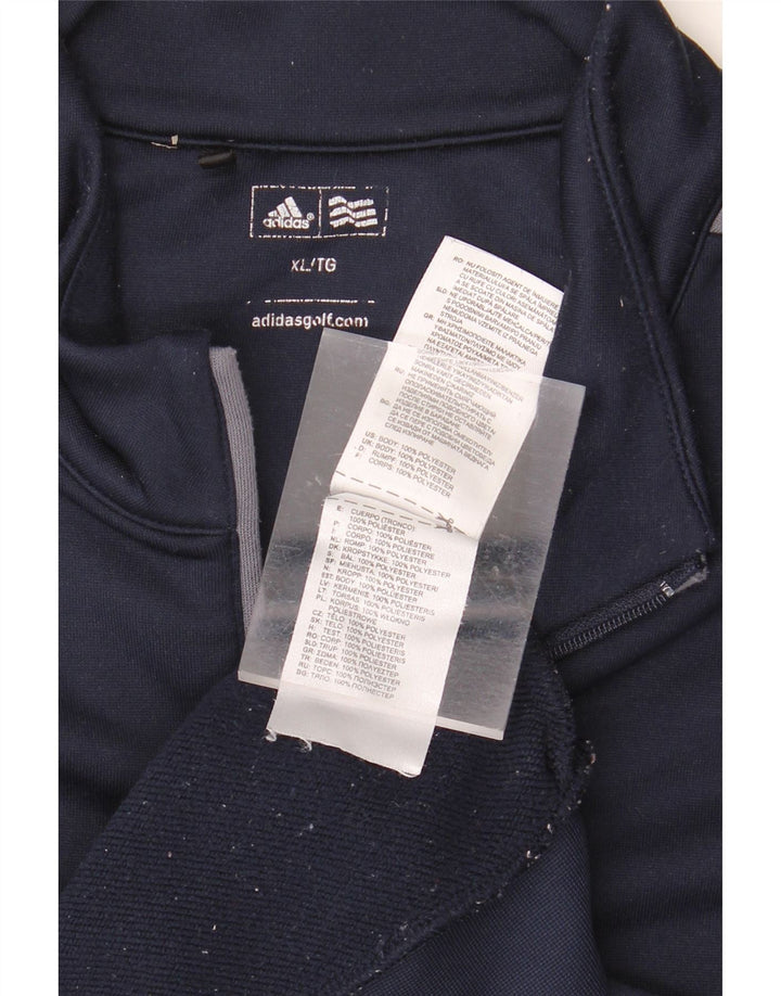 ADIDAS Mens Zip Neck Sweatshirt Jumper XL Navy Blue Polyester