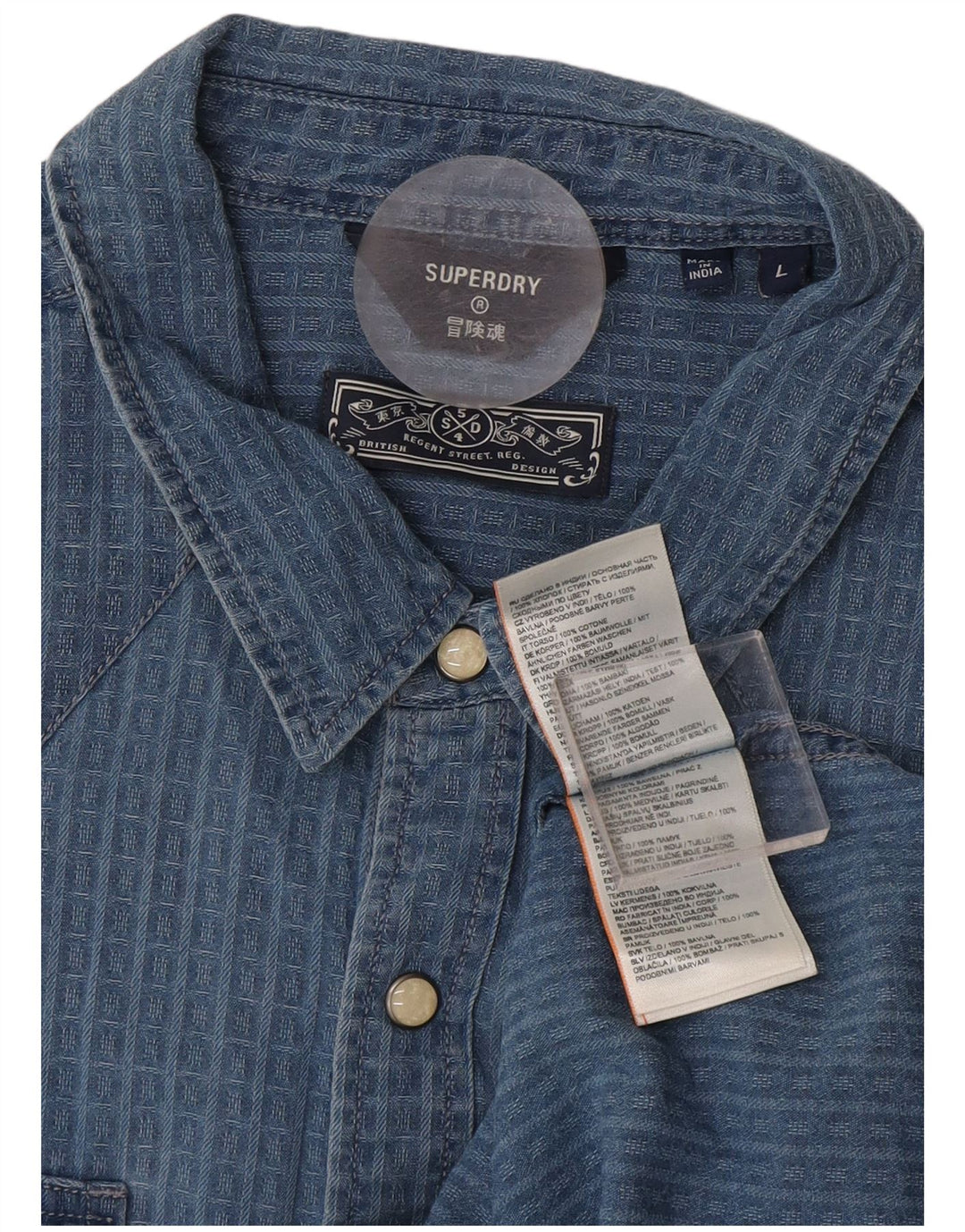 Superdry herreskjorte stor blå ternet bomuld