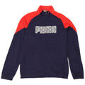 PUMA Boys Graphic Tracksuit Top Jacket 15-16 Years Navy Blue Colourblock