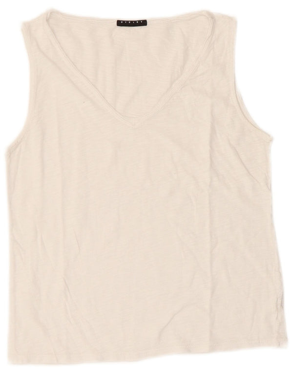 Sisley Womens Crop Vest Top UK 8 Small White Bomuld
