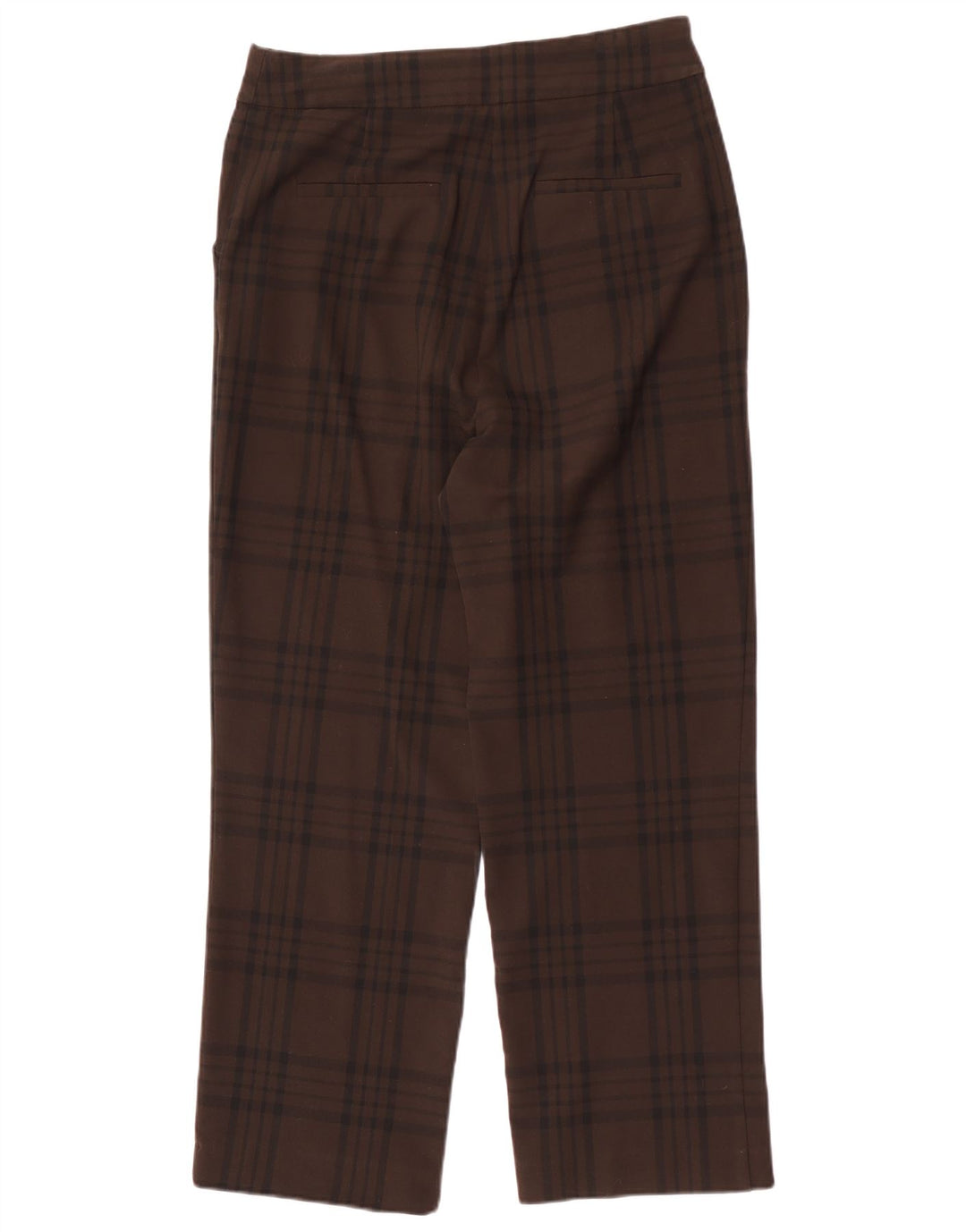 Zara lige chinosbukser til kvinder Large W30 L29 brun ternet polyester