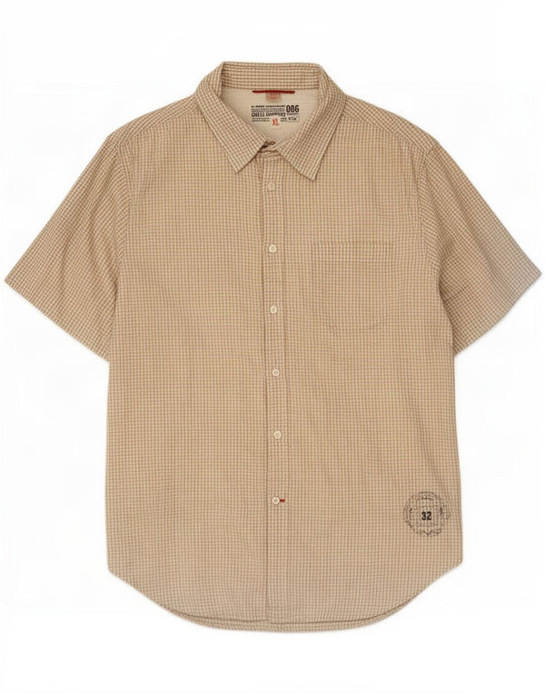 Guess Kortærmet Herreskjorte XL Beige Gingham Cotton