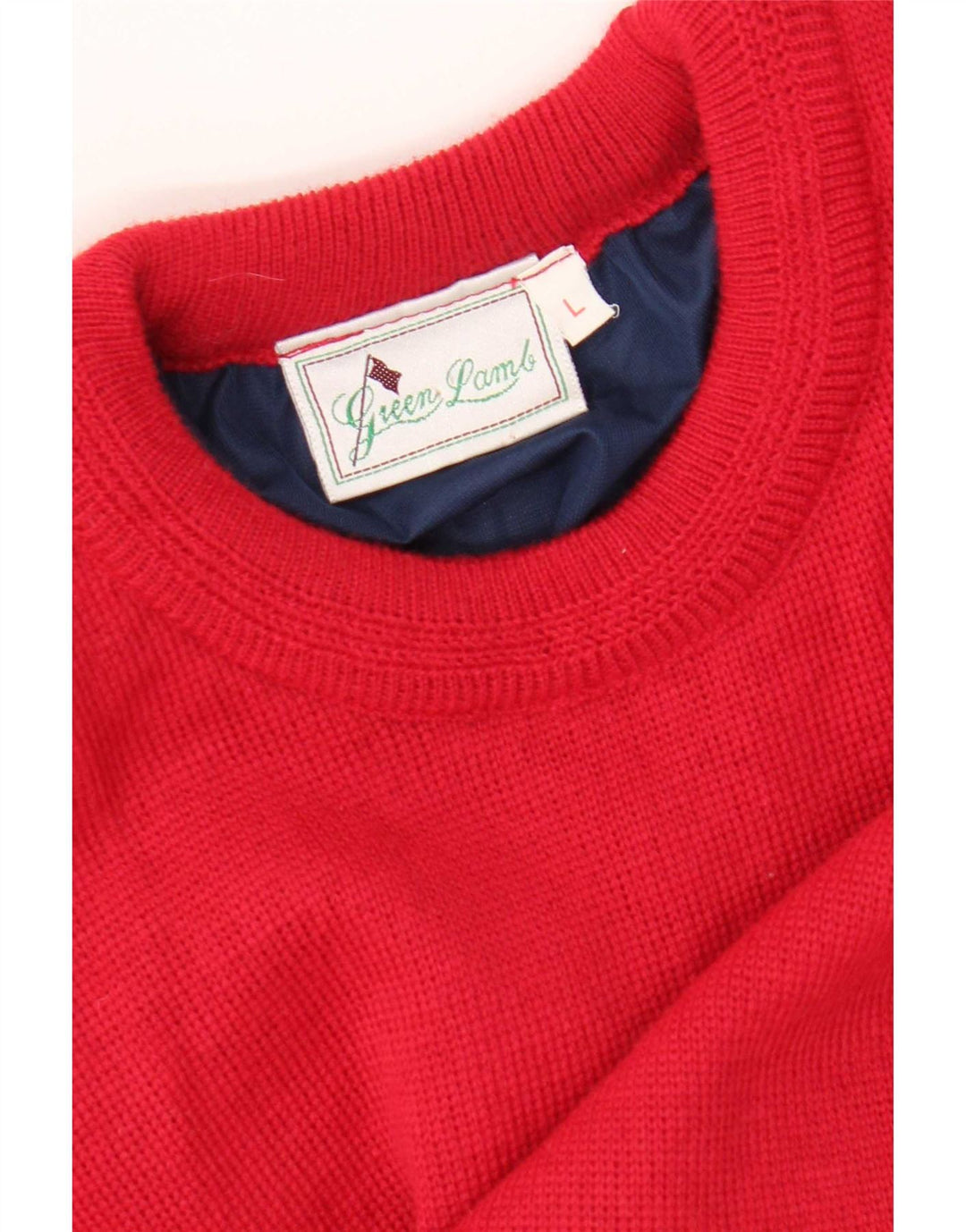 Grønt Lam Herre Crew Neck Jumper Sweater Stor Rød