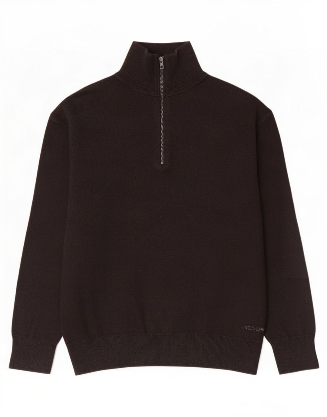 Zara Herre Zip Neck Jumper Sweater Medium Sort Bomuld