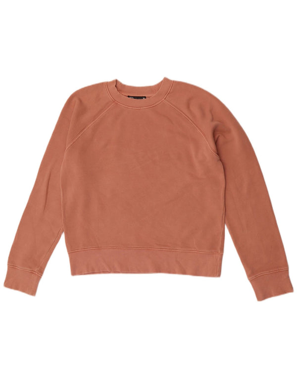Zara Womens Crop Sweatshirt Jumper UK 14 Medium Pink Bomuld
