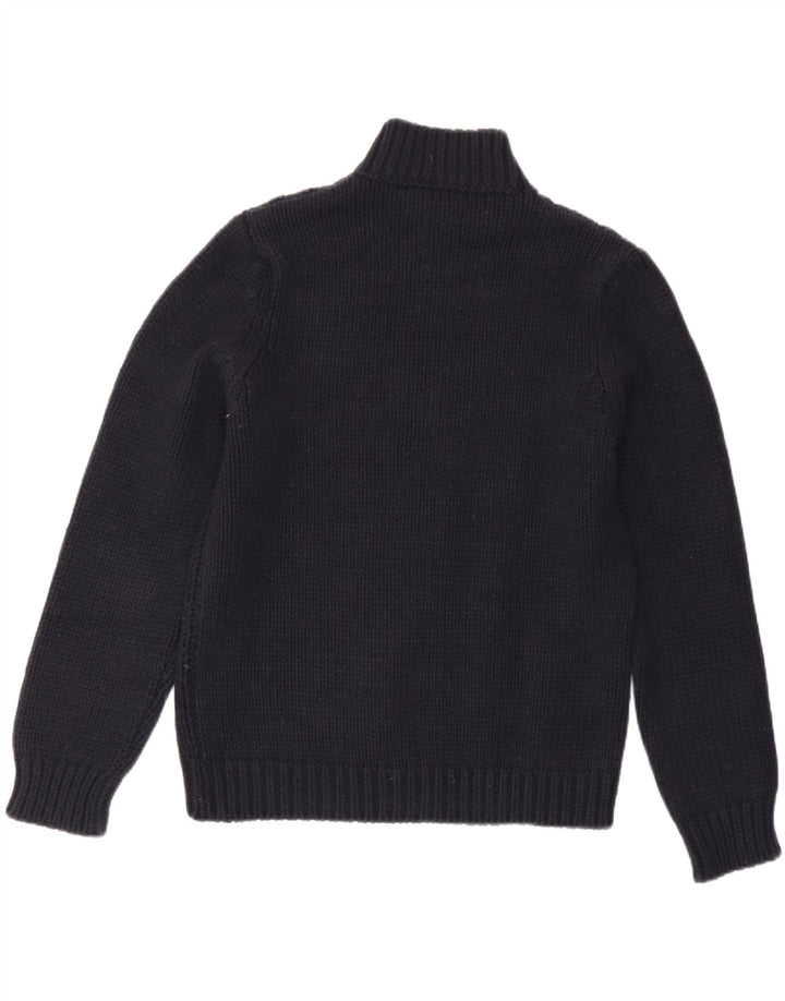 Sisley Dame Turtle Neck Jumper Sweater UK 14 Medium Navy Blue Wool