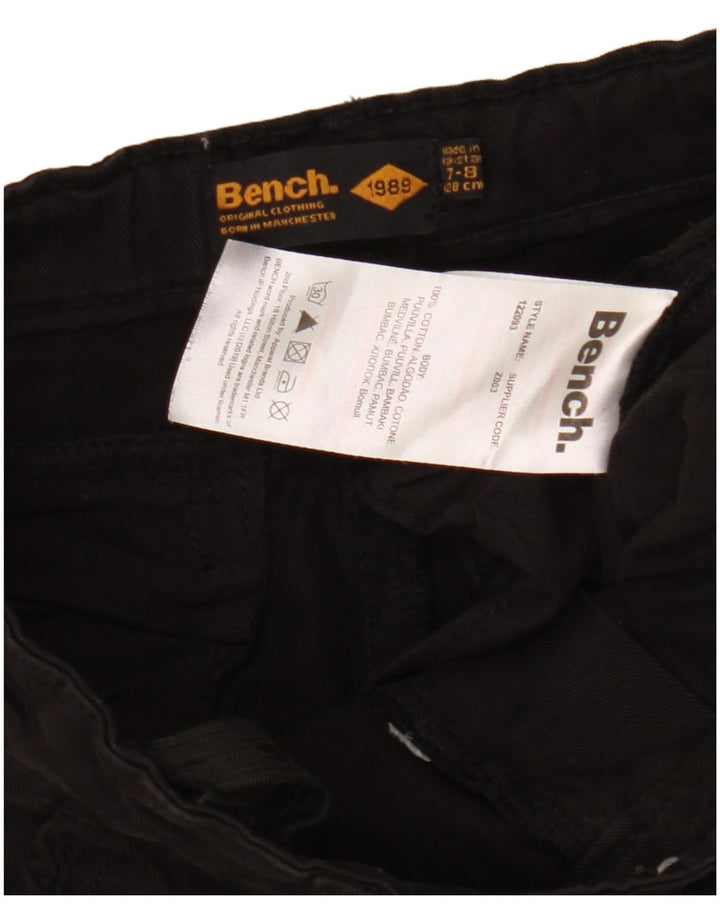 BENCH Boys Straight Cargo Trousers 7-8 Years W25 L22 Black Cotton