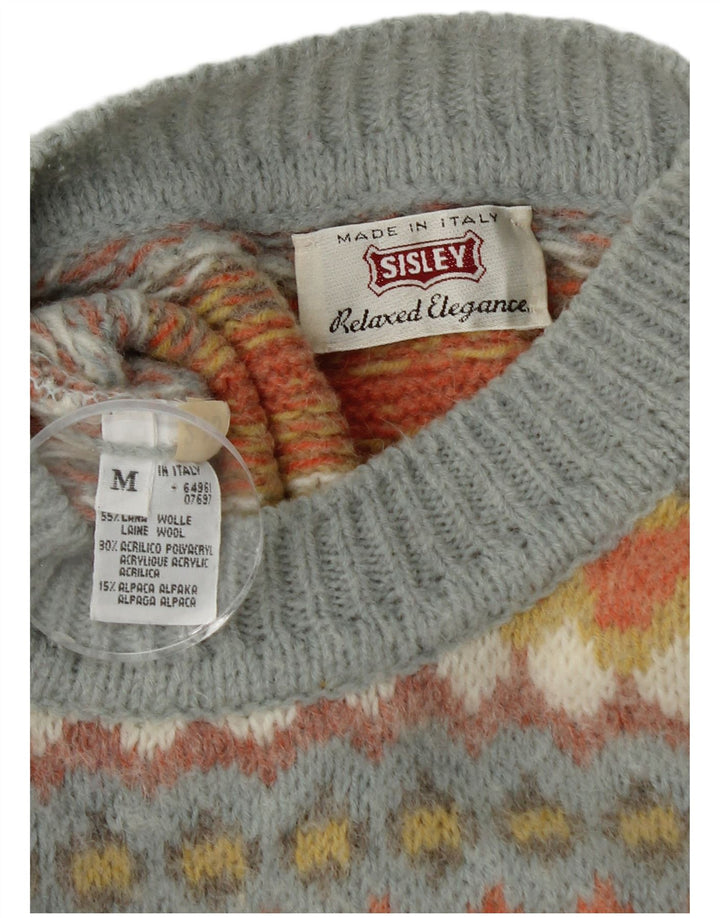 Sisley Herre trøjetrøje med rund hals Medium Flerfarvet Fair Isle Wool