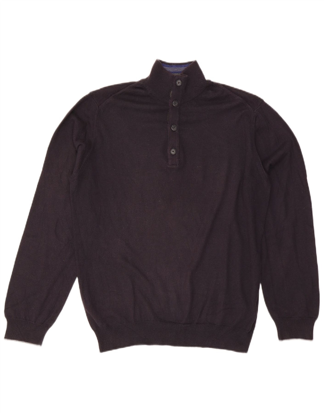Trussardi Jeans Herre Button Neck Jumper Sweater Medium Navy Blue