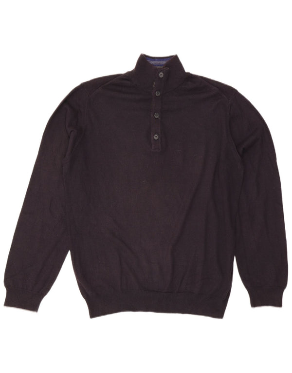 Trussardi Jeans Herre Button Neck Jumper Sweater Medium Navy Blue