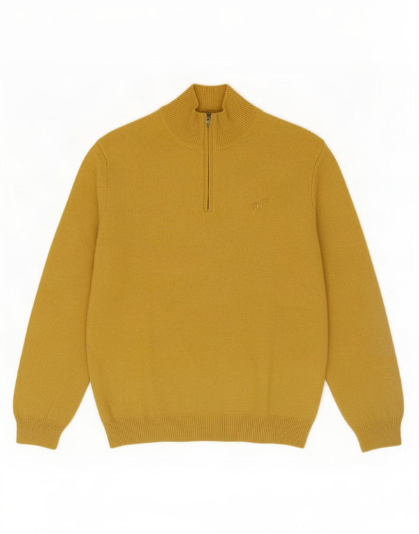 Henry Cottons Herre Zip Neck Jumper Sweater 3XL Gul Ny Uld
