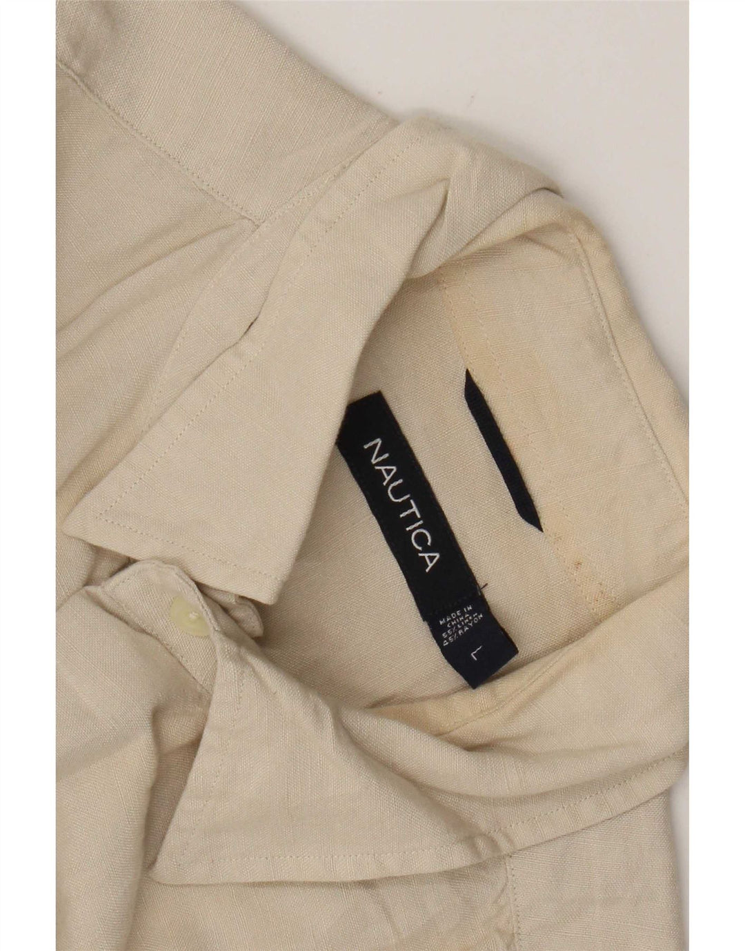 Nautica Kortærmet Herreskjorte Stor Beige Linned