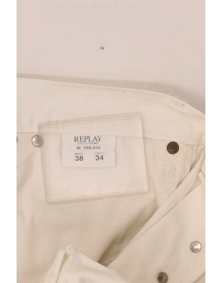 Replay Herre Straight Jeans W38 L34 Hvid Bomuld
