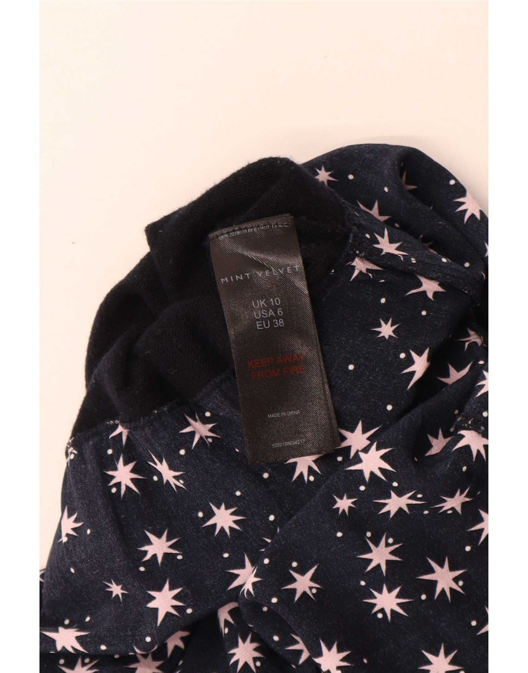 MINT FLØJL Dame abstrakt mønster basiskjole UK 10 Small Navy Blue