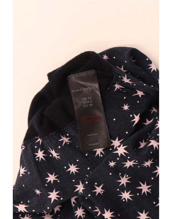 MINT FLØJL Dame abstrakt mønster basiskjole UK 10 Small Navy Blue