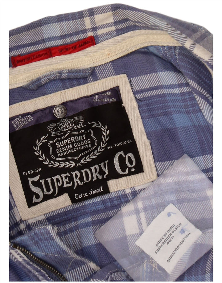 SUPERDRY Dame Flanelskjorte UK 6 XS blå ternet bomuld