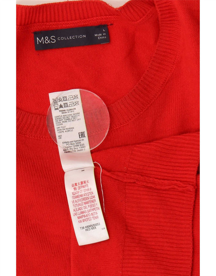 Marks & Spencer Dame Boat Neck Jumper Sweater UK 16 Large Red