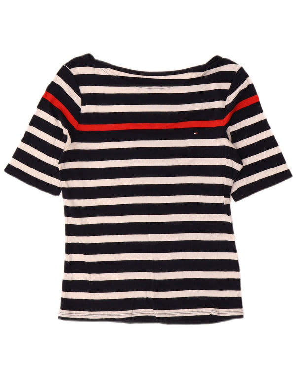 Tommy Hilfiger Dame T-Shirt Top UK 14 Stor Sort Stribet