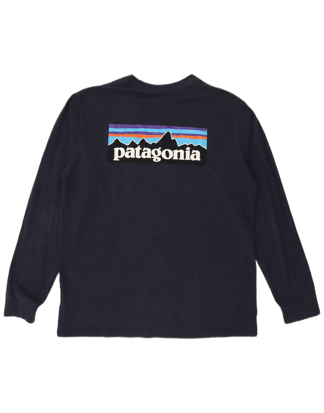 PATAGONIA Herre Regular Fit grafisk top langærmet stor marineblå bomuld