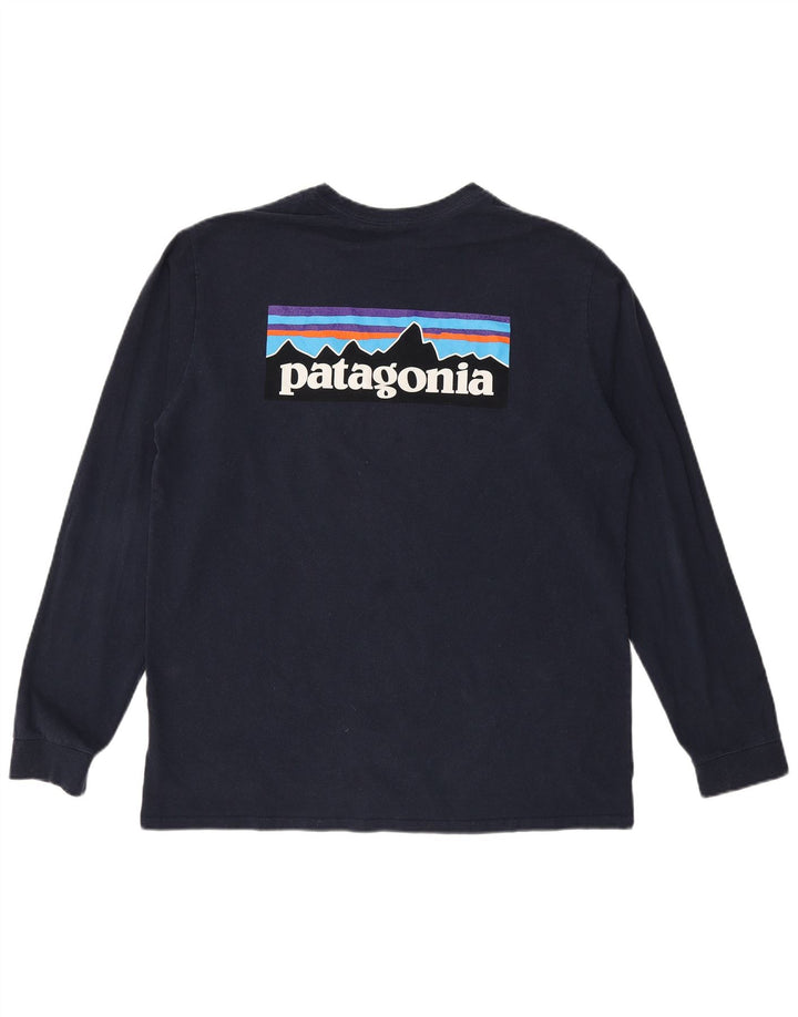 PATAGONIA Herre Regular Fit grafisk top langærmet stor marineblå bomuld