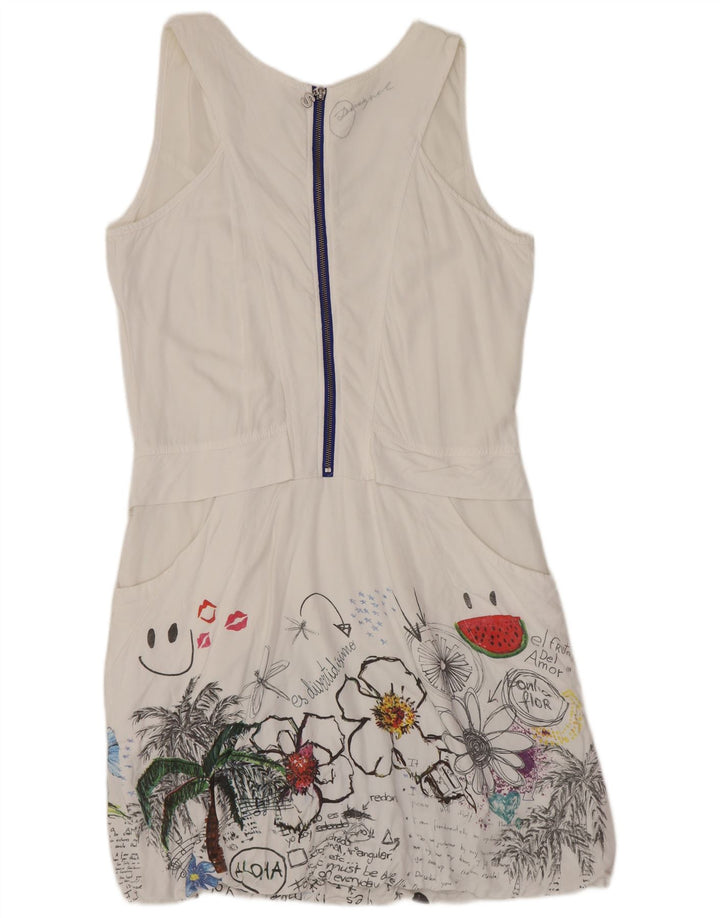 DESIGUAL Kvinders grafisk ærmeløs boblekjole EU 40 Medium White Floral
