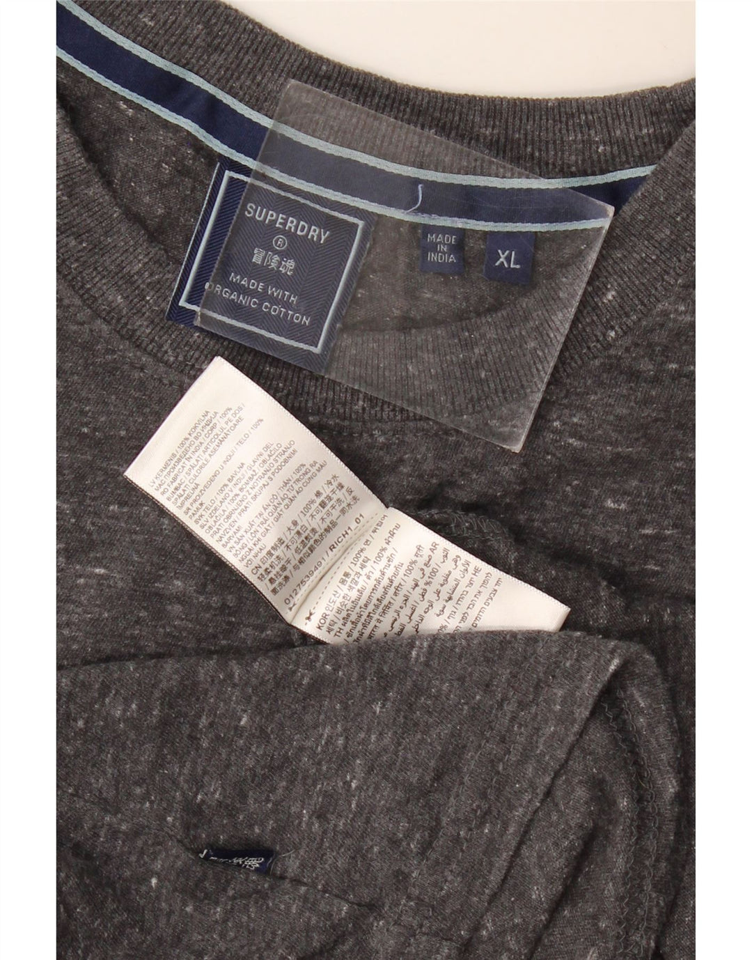 Superdry Herre T-shirt Top XL Grå Flecked Bomuld