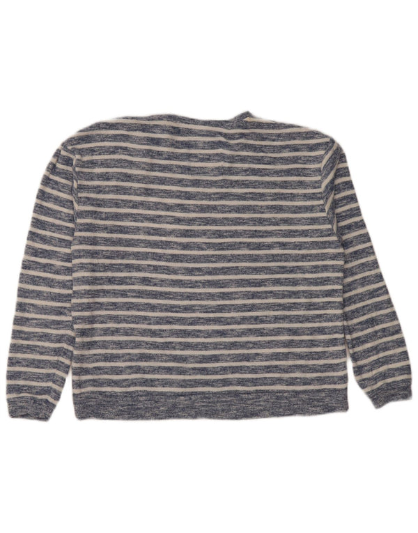 Superdry Womens Grafisk Boat Neck Jumper Sweater UK 12 Medium Navy Blue