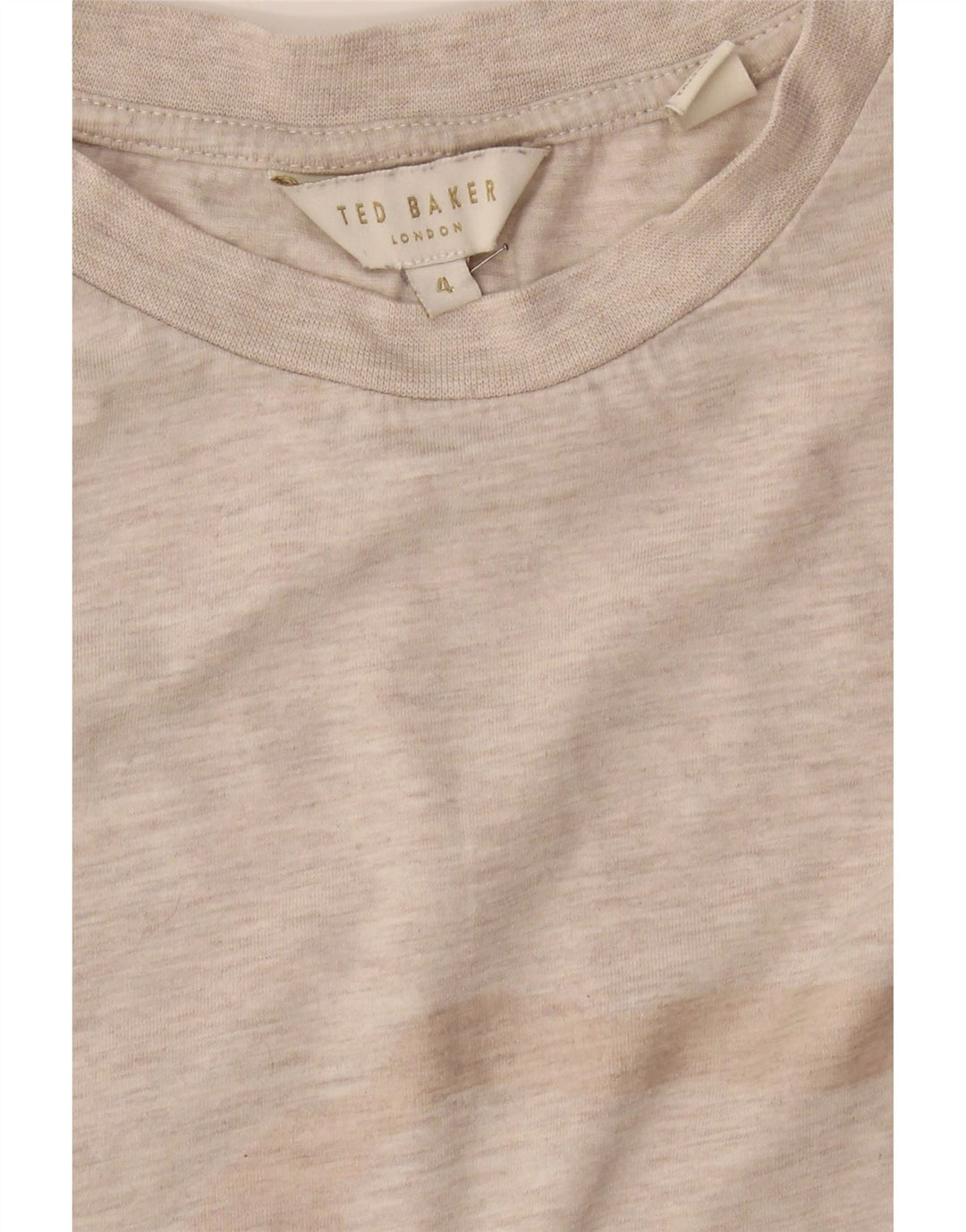 TED BAKER Womens Graphic T-Shirt Top Size 4 Large Beige Cotton Vintage Ted Baker and Second-Hand Ted Baker from Messina Hembry 