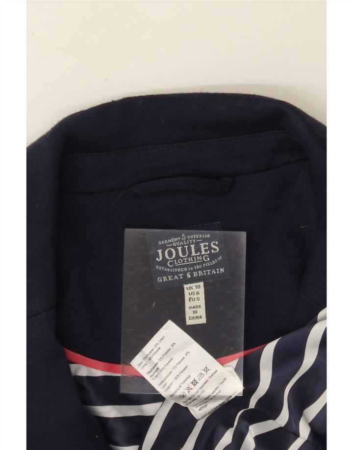 JOULES Dame 1 Knap Blazer Jacket UK 10 Small Navy Blue Bomuld