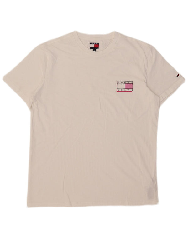 Tommy Hilfiger Herre T-Shirt Top Medium Hvid Bomuld