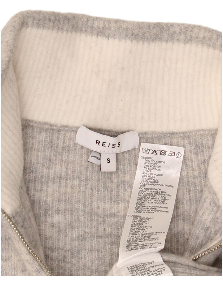 Reiss Herre Zip Neck Jumper Sweater Small Grå Flecked Polyamid