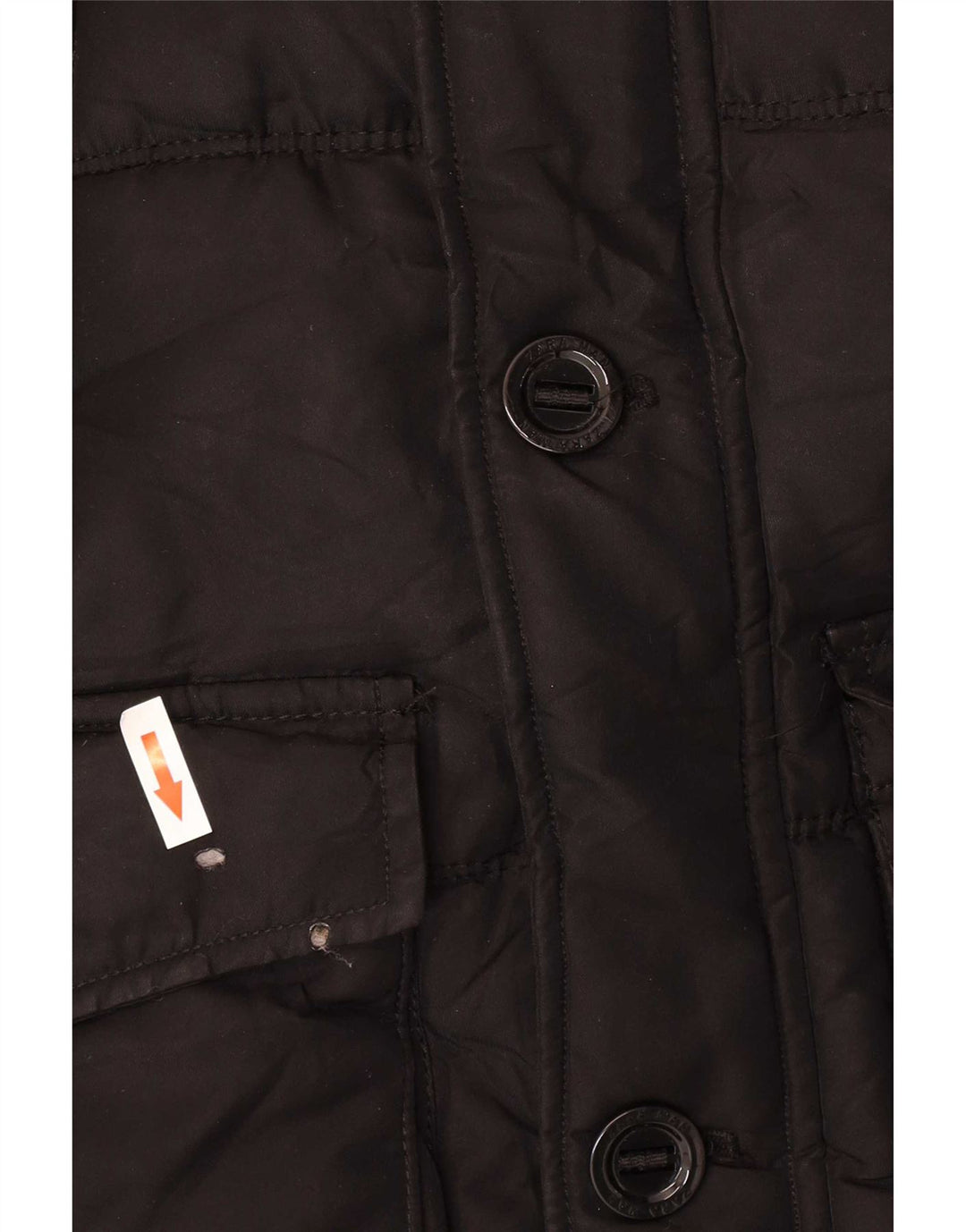 Zara Herre hættepolstret jakke UK 38 Medium Sort Polyester
