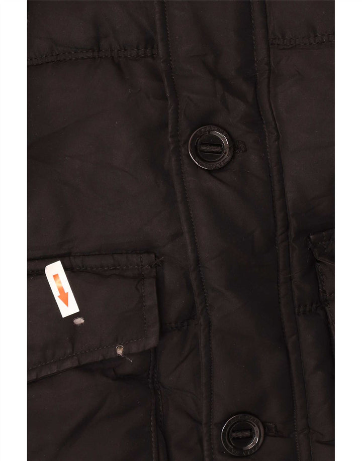 Zara Herre hættepolstret jakke UK 38 Medium Sort Polyester