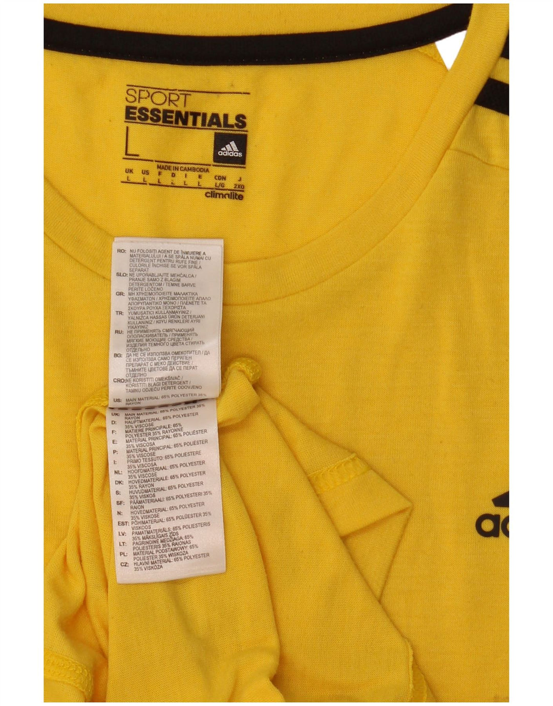 Adidas Herre Climalite T-Shirt Top Stor Gul Polyester