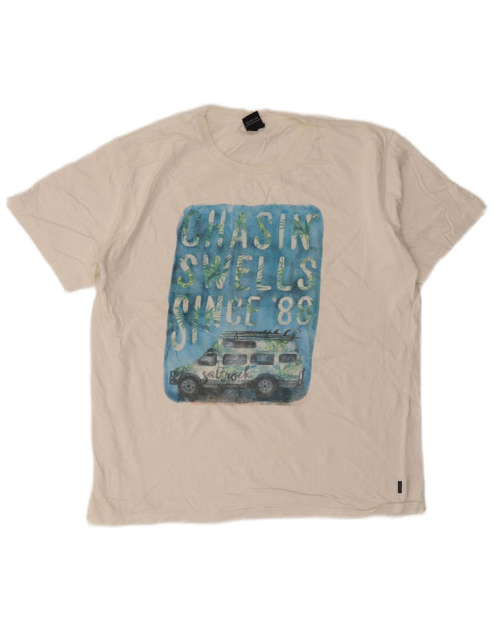 Saltrock Herre Grafisk T-Shirt Top Medium Hvid Bomuld
