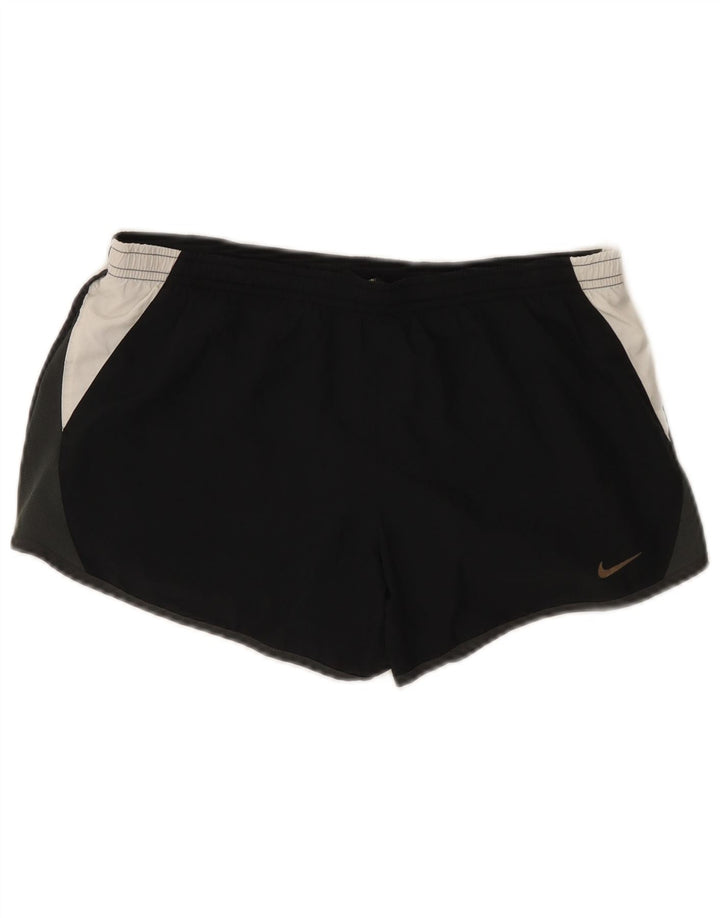 Nike Dame Dri Fit Sports Shorts UK 10 Small Black Colourblock Polyester
