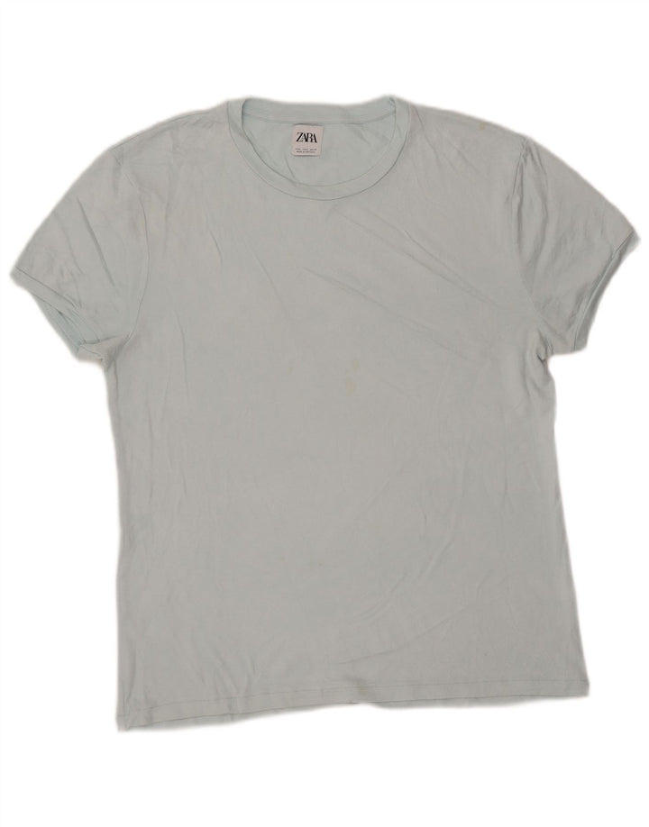 Zara Herre T-Shirt Top Stor Blå