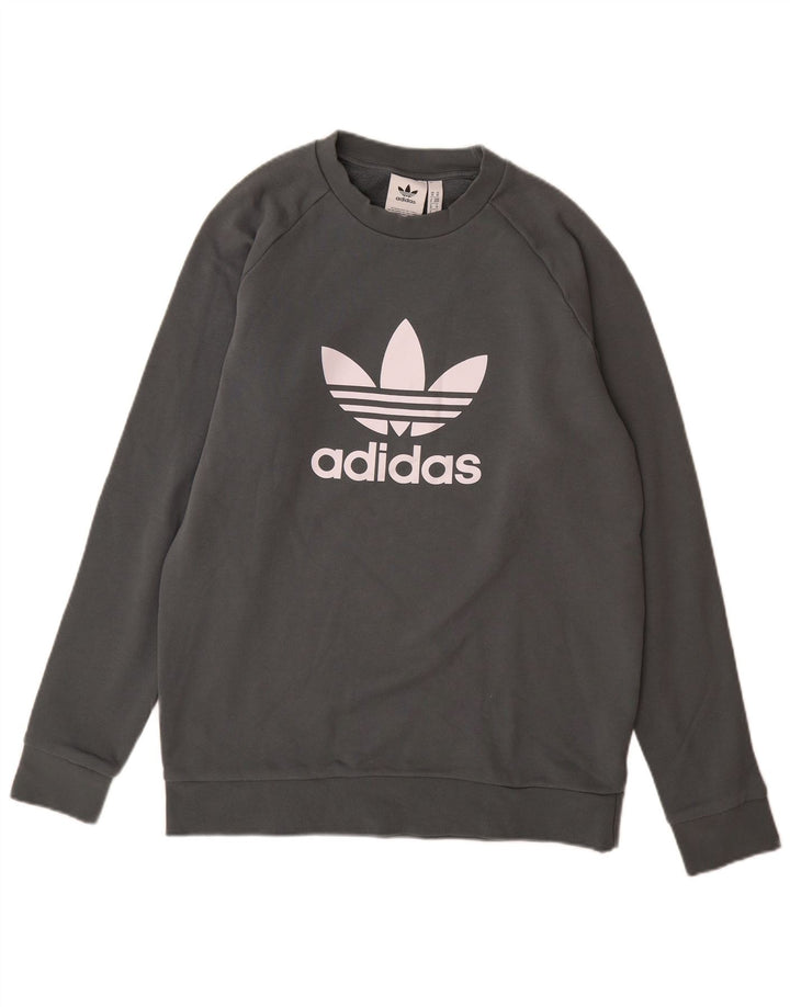 Adidas grafisk sweatshirt til mænd mellem grå bomuld