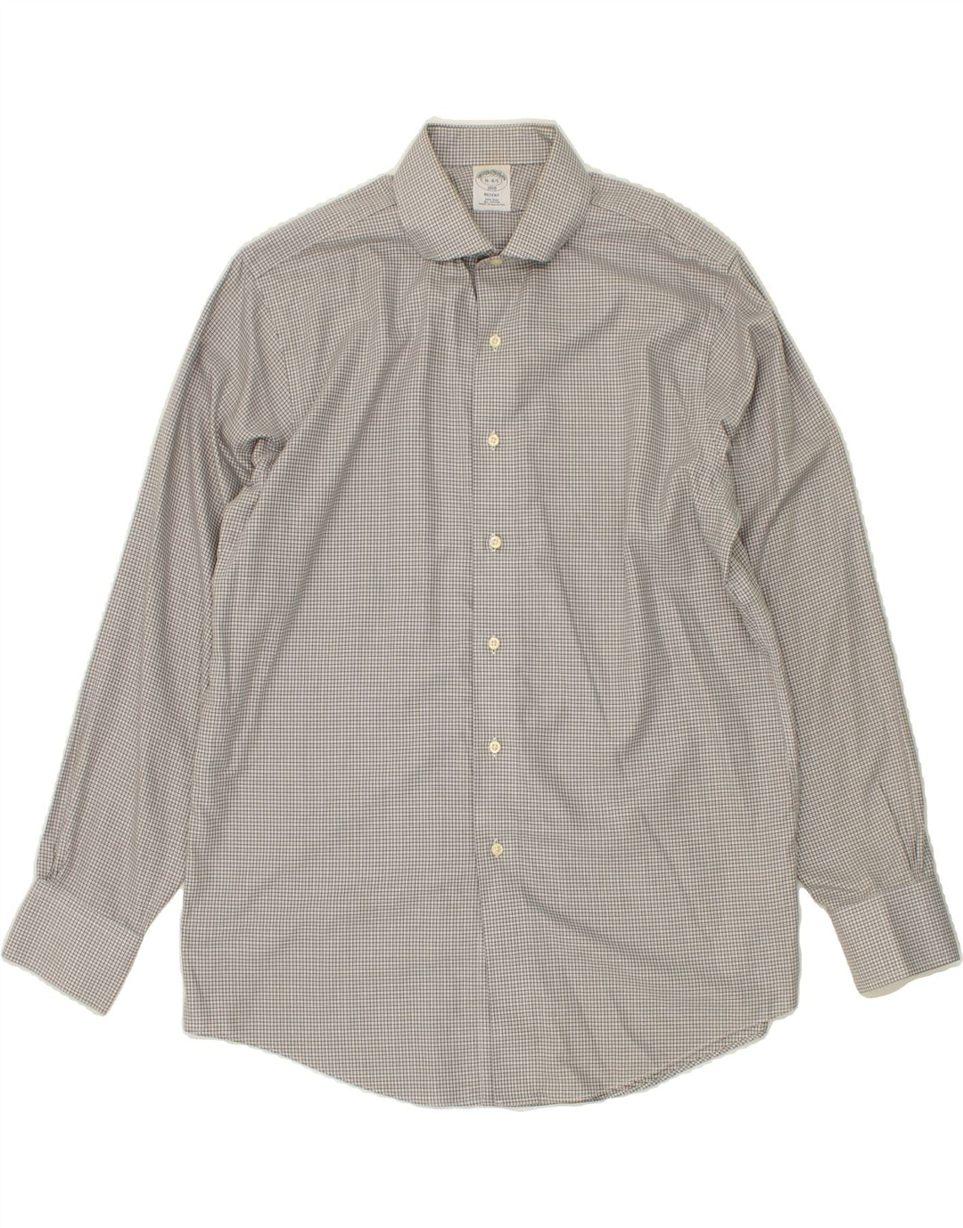 BROOKS BROTHERS Mens Regent Shirt Size 16 4/5 Large Grey Check Cotton Vintage Brooks Brothers and Second-Hand Brooks Brothers from Messina Hembry 