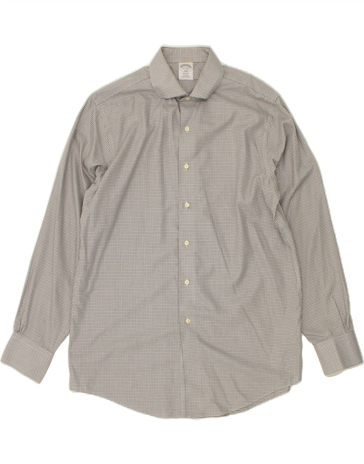 BROOKS BROTHERS Mens Regent Shirt Size 16 4/5 Large Grey Check Cotton Vintage Brooks Brothers and Second-Hand Brooks Brothers from Messina Hembry 