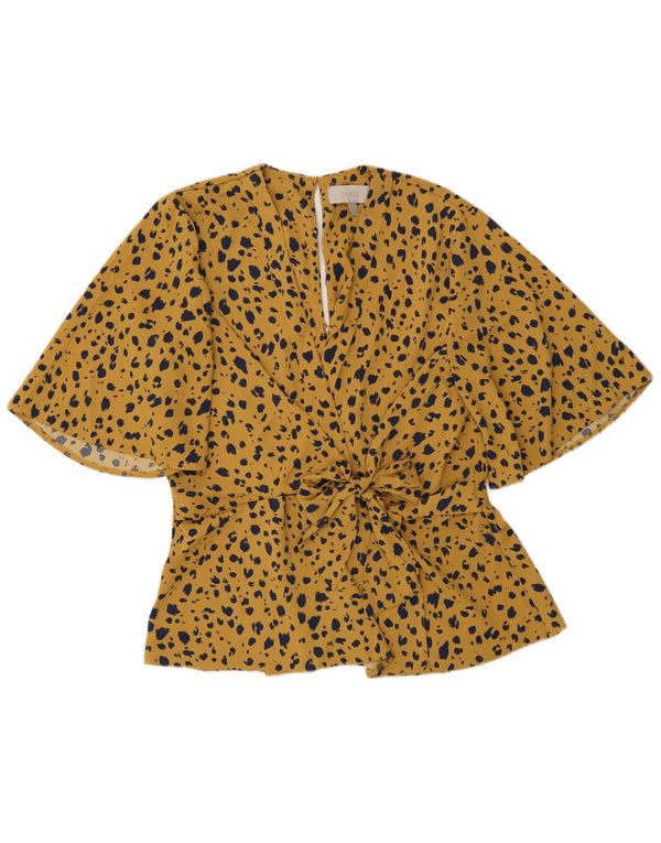 Coast Damebluse Top UK 12 Medium Yellow Animal Print Polyester